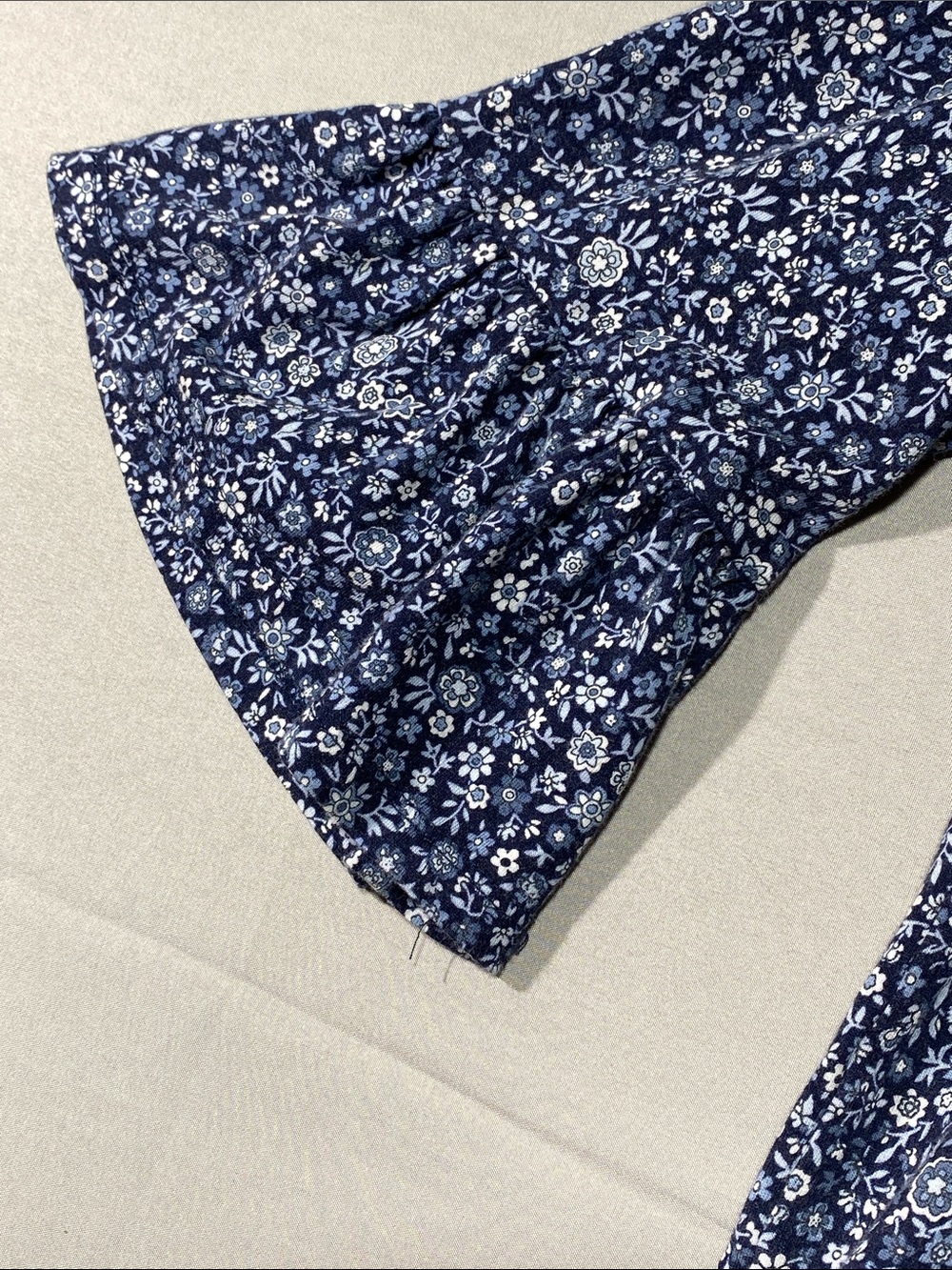 Michael Kors Navy Floral Scoop-Neck Peasant Top - Picture 4 of 8